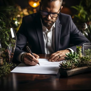 Businessman signs a contract