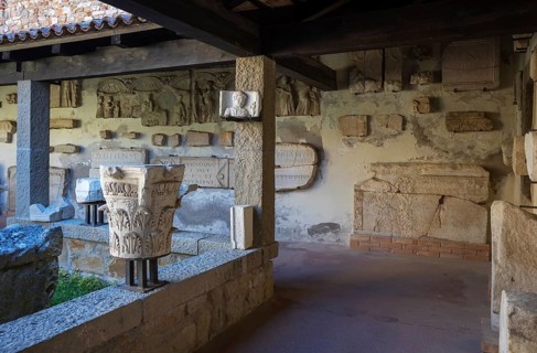 Ancient fragments of sculptures in the Grado Lapidarium