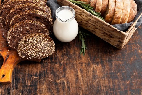 High angle delicious bread with copy space