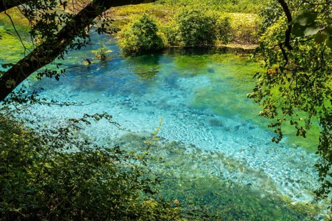 Transparent and turquoise waters in The Blue eye or Syri i kalter