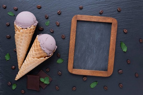 Coffee ice cream chalkboard mock up