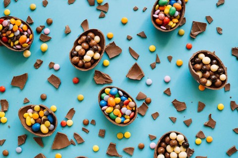 Chocolate eggs with sweets