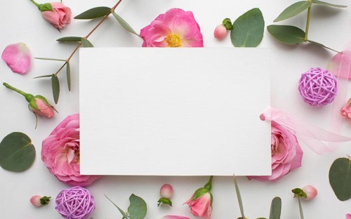 Top view roses flowers paper sheet