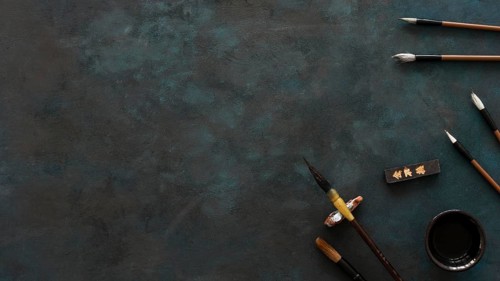 Top view chinese ink concept