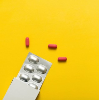 Top view pills with foil box