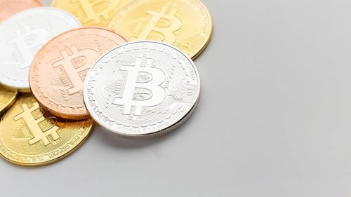 Bitcoin various colors close up