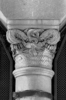 Decorative part of a supporting column with motifs of crabs