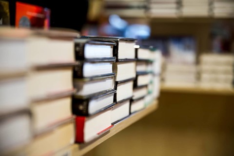 Stacks books shelves