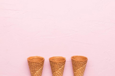 Waffle cones pink background