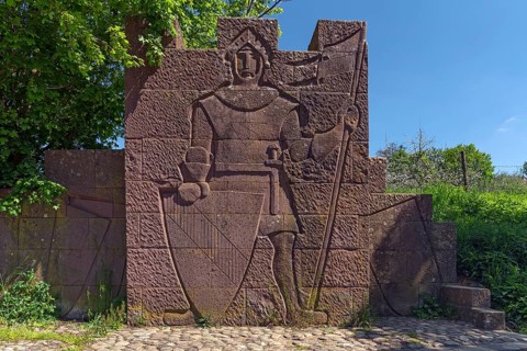 Sandstone relief of a knight