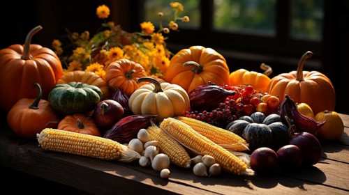 Collection of delicious ripe gourds