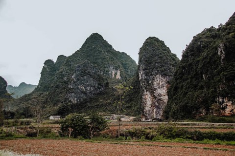 Karst mountains in the town of Tam Son in Ha giang