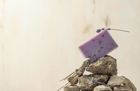 Lavender soap assortment with copy space