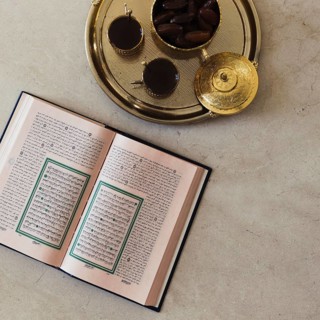 Ramadan top view concept with quran