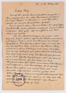 Bief in Suetterlin script from 1950 with stamp of a censorship office