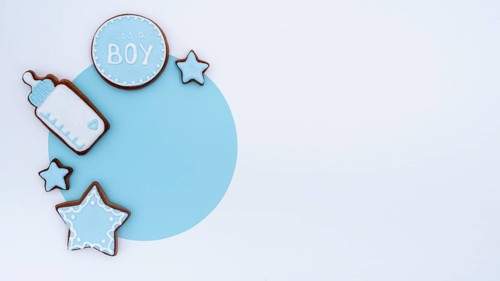 Top view cute little baby boy accesories