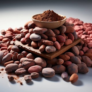 Fresh chocolate fruit in a plantation