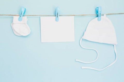 Composition childish clothes card