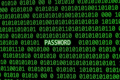 Front view password with binary code