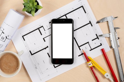 Top view phone top architectural plan