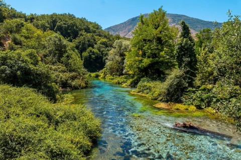 River with transparent waters of The Blue eye