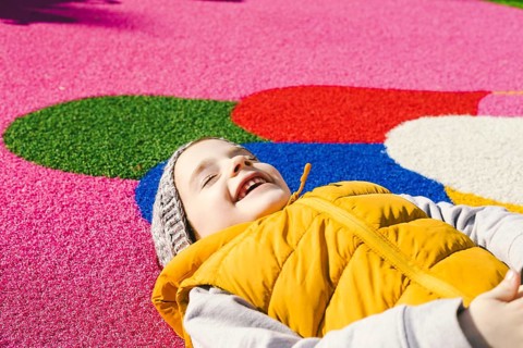 Laughing girl rubber ground