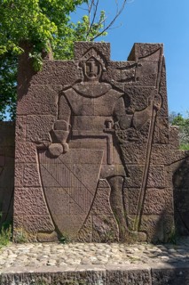 Sandstone relief of a knight
