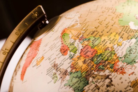 Close up old globe