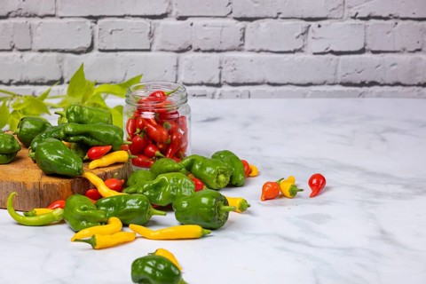 Various peppers in red