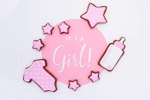 Top view cute little baby girl accesories