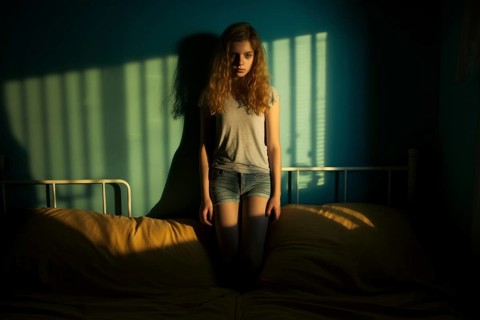Adolescent girl with depression