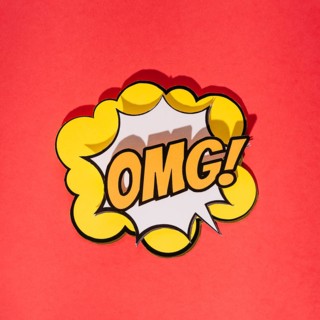 Comic sound effects omg text pop art style red background