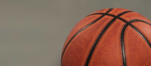 High angle basketball with copy space