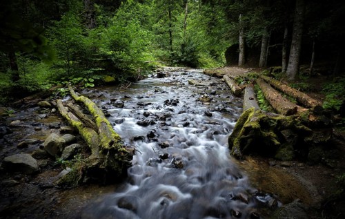 Queureuilh river after the Cascade du Queureuilh waterfall