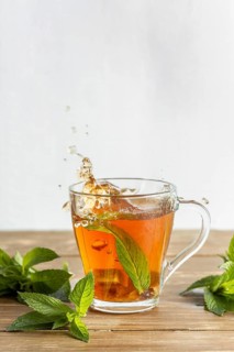 Front view tea herbal concept with copy space