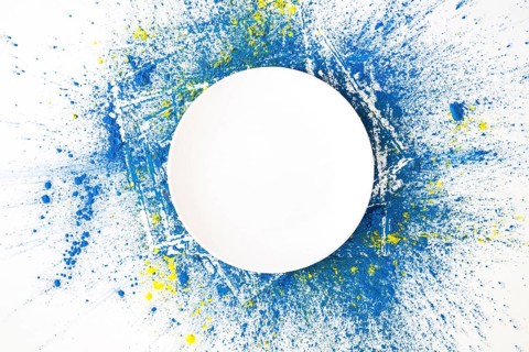 White circle azure yellow bright dry colors
