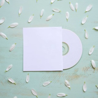 Cd mockup with white petals