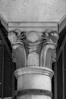 Decorative part of a supporting column with motifs of crabs