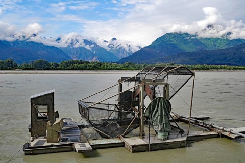 Old fish wheel for salmon fishing