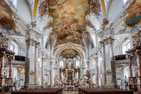 Interior of the pilgrimage church Basilica Vierzehnheiligen