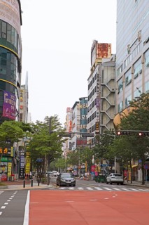 Street between high-rise buildings