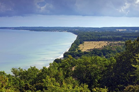 View over the coastline and beach at the Stenshuvud National park near Kivik