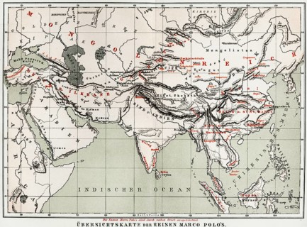 General map of the travels of Marco Polo