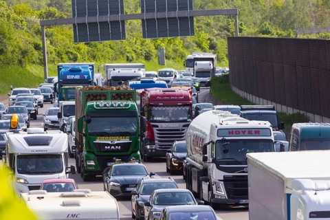Slow-moving traffic on the A4