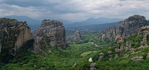 Rock panorama of Meteora and the monasteries of Agios Nikolaos Anapafsas