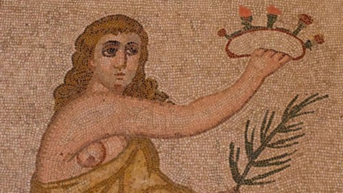 Woman with bare breast