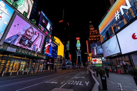 Desirted Times Square at Night
