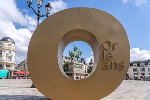 Symbol Orleans with the equestrian statue of Joan of Arc on the Place du Martroi