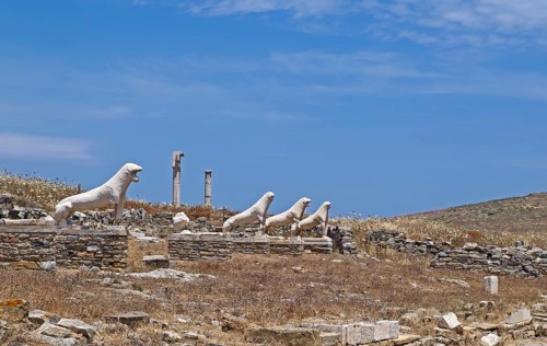 Lion Alley or Lion Terrace in the ruins of the ancient city of Delos