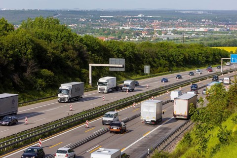 Slow-moving traffic on the A4